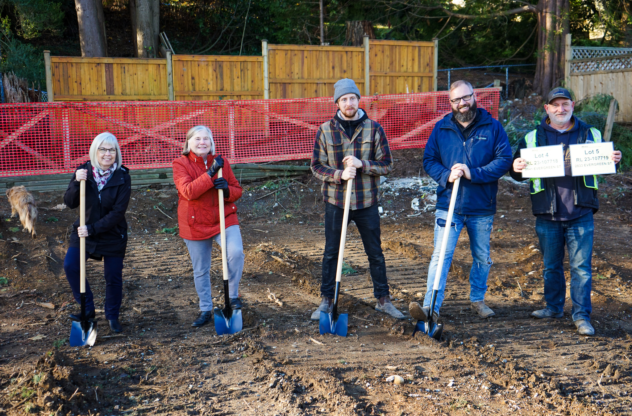 Evergreen Ground Breaking Karyn Santiago, Ceo Kathy Doerksen, Board Chair Chad Barrett, Project Manager, Stattonroc