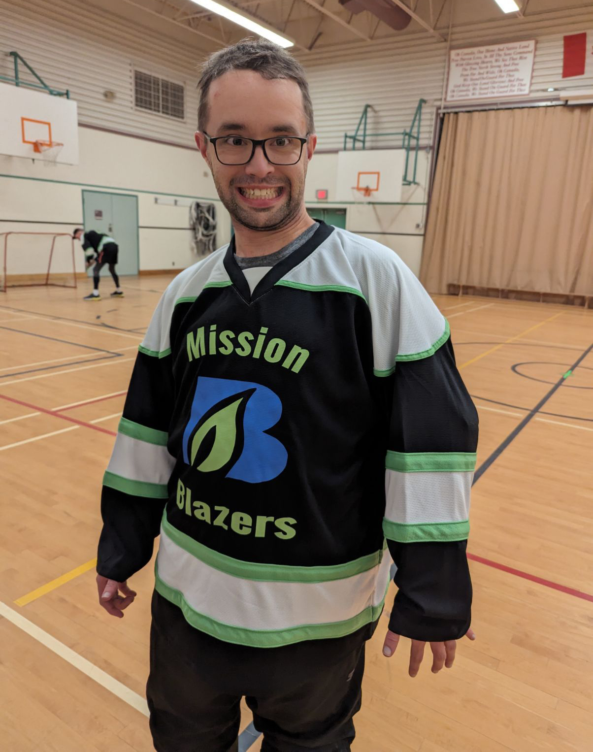 Josh In His Mission Blazers Hockey Jersey